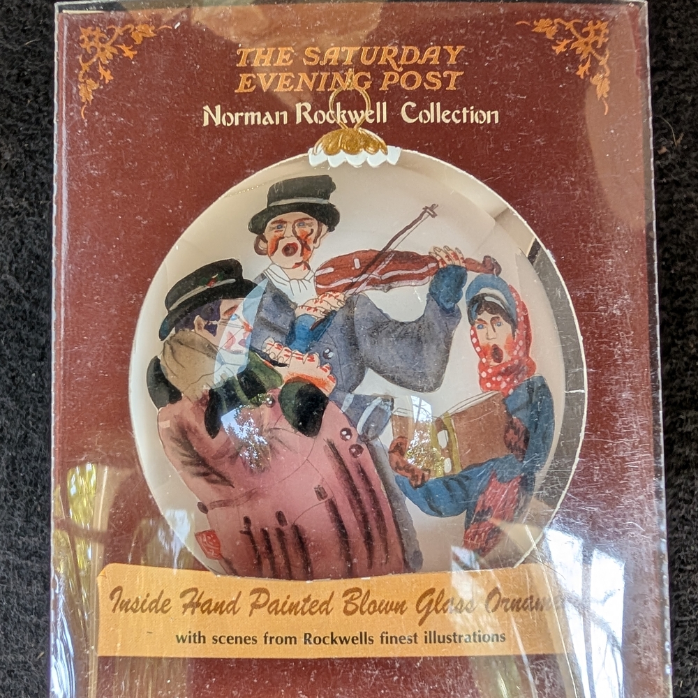 Hand blown Norman Rockwell Christmas Ornaments 1976 Christmas Trio
